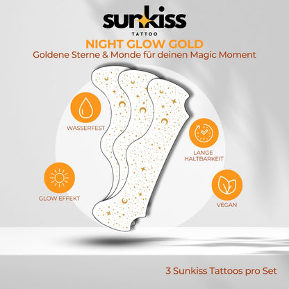 Night Glow in Gold  – Sunkiss Tattoo [3er, 6er oder 12er Set]